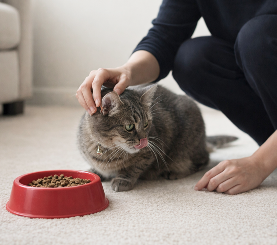 Cat being fed