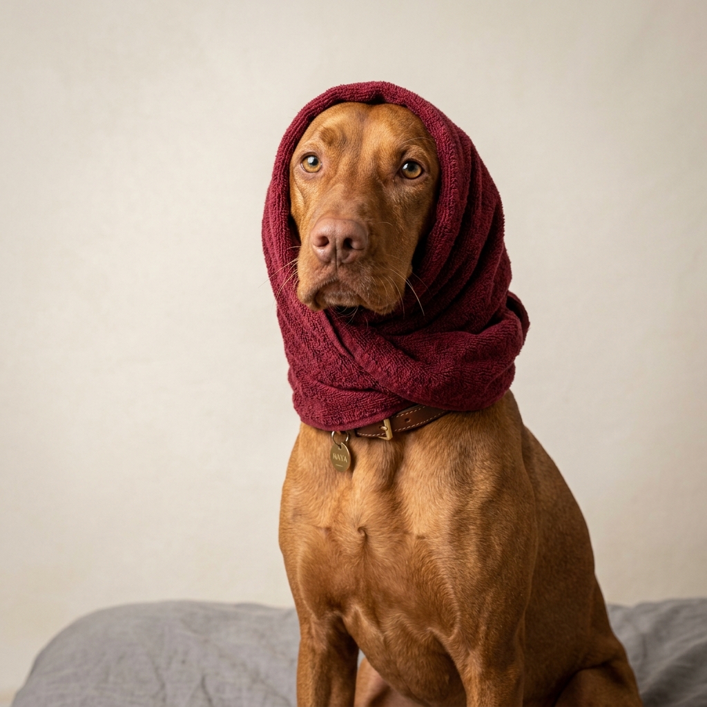 Hund im Handtuch
