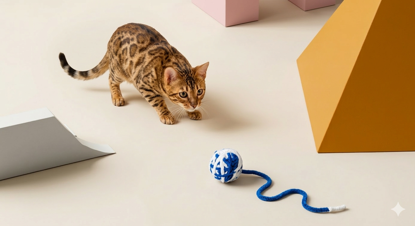 Bengalenkatze mit Spielzeug