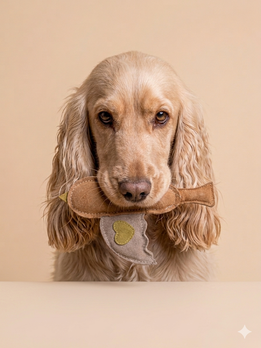 Spaniel mit Spielzeug