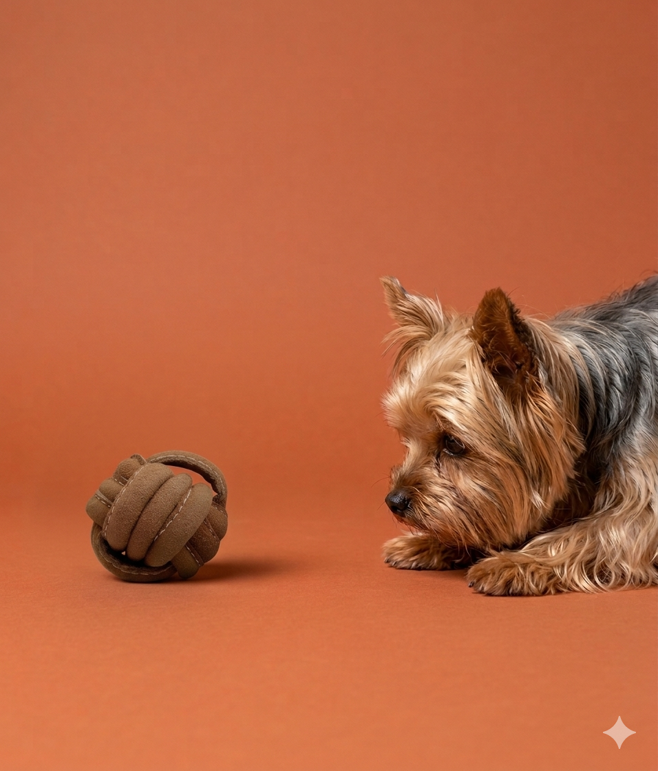 Yorkshire Terrier mit Spielzeug